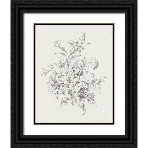 Toile Roses IX Neutral Black Ornate Wood Framed Art Print with Double Matting by Schlabach, Sue