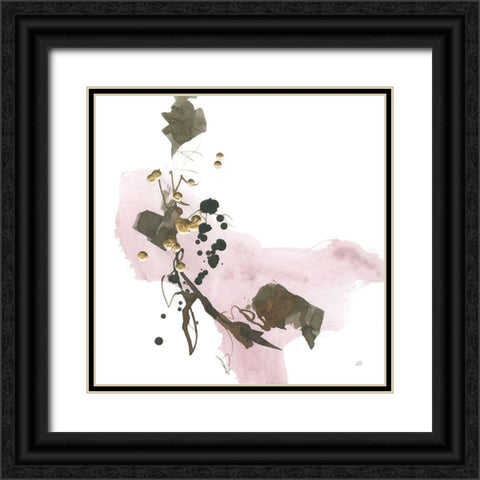 Gold Dots IV Pink Black Ornate Wood Framed Art Print with Double Matting by Paschke, Chris