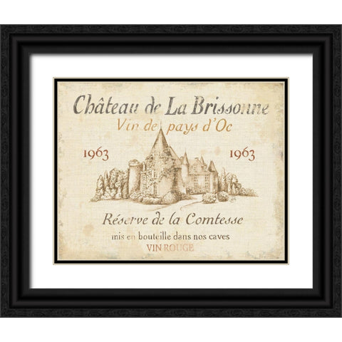 French Wine Label I Cream Black Ornate Wood Framed Art Print with Double Matting by Brissonnet, Daphne