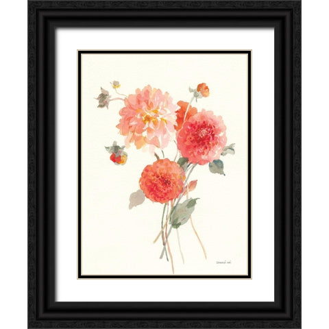 Summer Dahlias II Black Ornate Wood Framed Art Print with Double Matting by Nai, Danhui