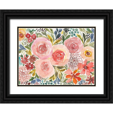 Full Bloom I Black Ornate Wood Framed Art Print with Double Matting by Warrick, Cheryl