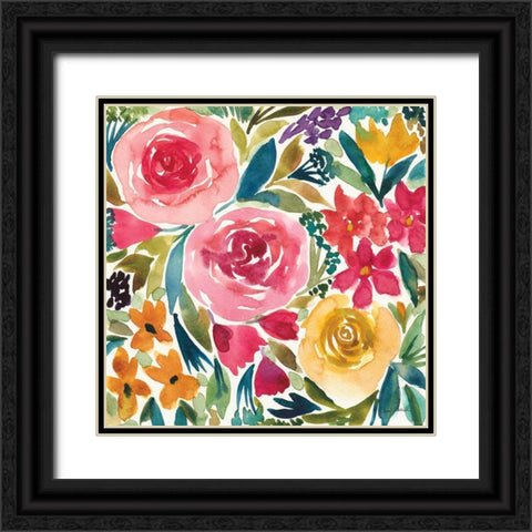 Summer Petals I Black Ornate Wood Framed Art Print with Double Matting by Warrick, Cheryl