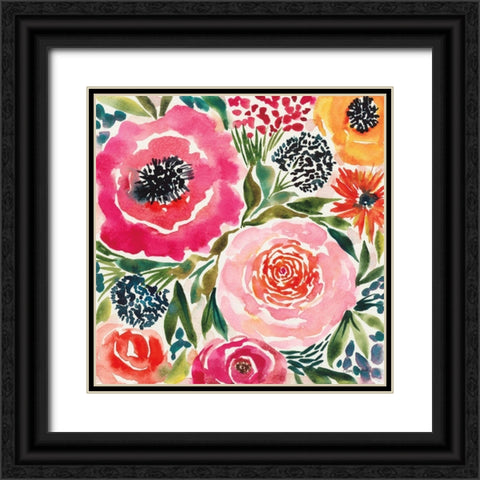 Summer Petals III Black Ornate Wood Framed Art Print with Double Matting by Warrick, Cheryl
