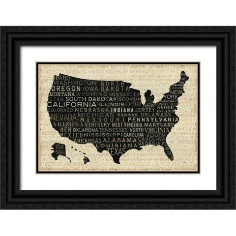 USA V Black Ornate Wood Framed Art Print with Double Matting by Pela Studio