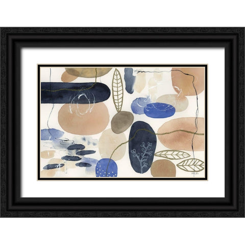Leaves and Stones I Black Ornate Wood Framed Art Print with Double Matting by Horn, Laura