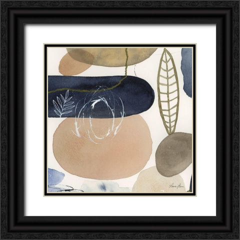 Leaves and Stones III Black Ornate Wood Framed Art Print with Double Matting by Horn, Laura