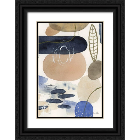 Leaves and Stones IV Black Ornate Wood Framed Art Print with Double Matting by Horn, Laura