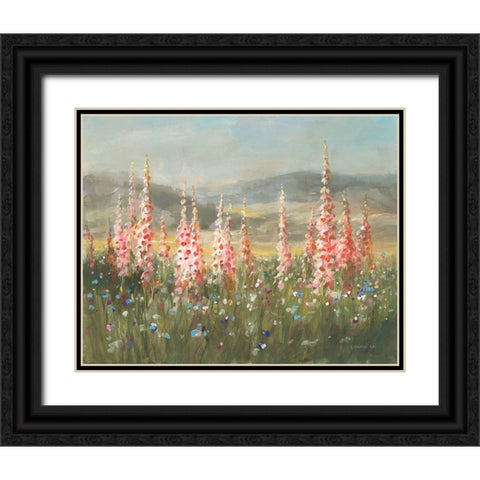 Wild Foxglove Meadow Black Ornate Wood Framed Art Print with Double Matting by Nai, Danhui