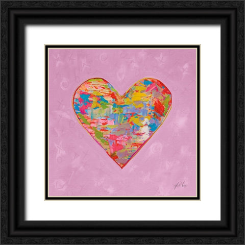 First Love on Pink Black Ornate Wood Framed Art Print with Double Matting by Vertentes, Jeanette