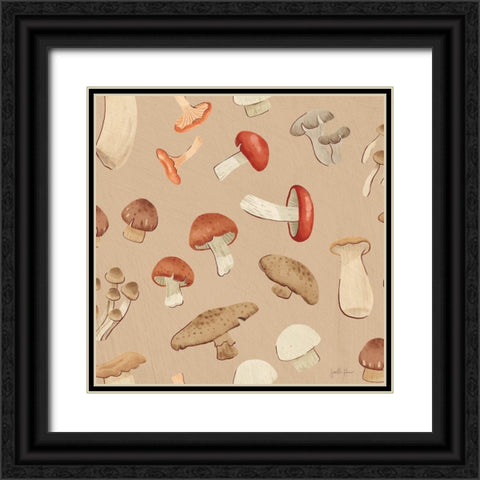 Mushroom Madness Pattern IC Black Ornate Wood Framed Art Print with Double Matting by Penner, Janelle