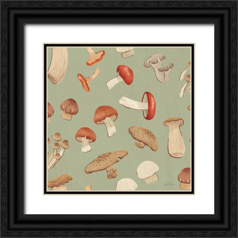 Mushroom Madness Pattern ID Black Ornate Wood Framed Art Print with Double Matting by Penner, Janelle