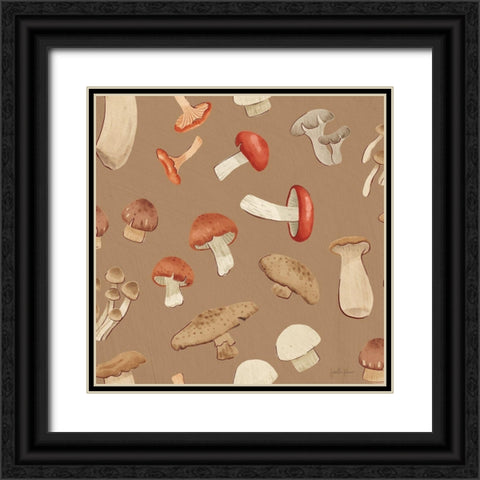 Mushroom Madness Pattern IE Black Ornate Wood Framed Art Print with Double Matting by Penner, Janelle