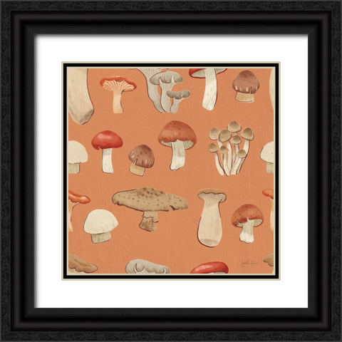 Mushroom Madness Pattern IIIB Black Ornate Wood Framed Art Print with Double Matting by Penner, Janelle