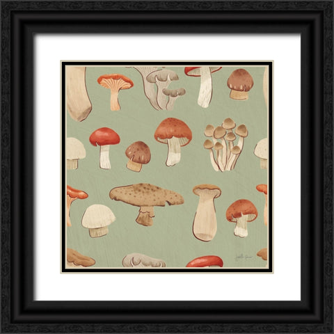 Mushroom Madness Pattern IIID Black Ornate Wood Framed Art Print with Double Matting by Penner, Janelle