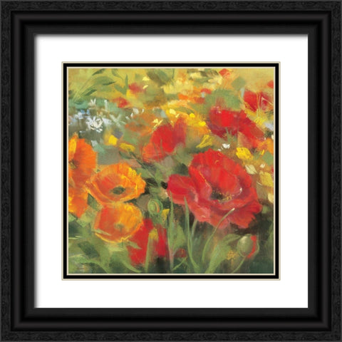 Oriental Poppy Field I Black Ornate Wood Framed Art Print with Double Matting by Rowan, Carol