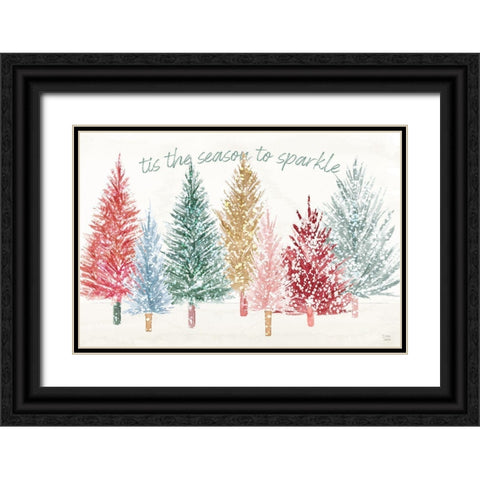 Holiday Sparkle I Black Ornate Wood Framed Art Print with Double Matting by June, Dina