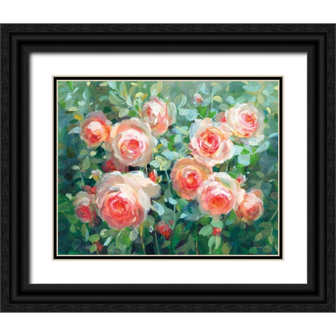 English Roses Black Ornate Wood Framed Art Print with Double Matting by Nai, Danhui