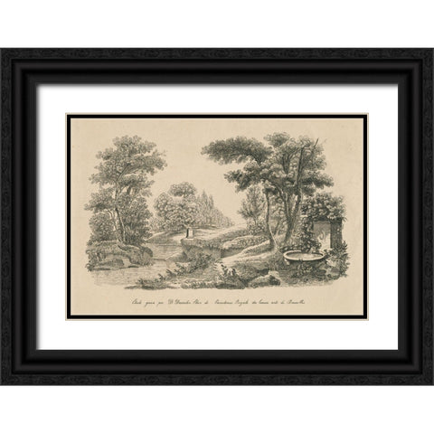French Park Etching III Black Ornate Wood Framed Art Print with Double Matting by Wild Apple Portfolio