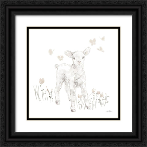 Spring Lambs I Neutral Black Ornate Wood Framed Art Print with Double Matting by Pete, Katrina