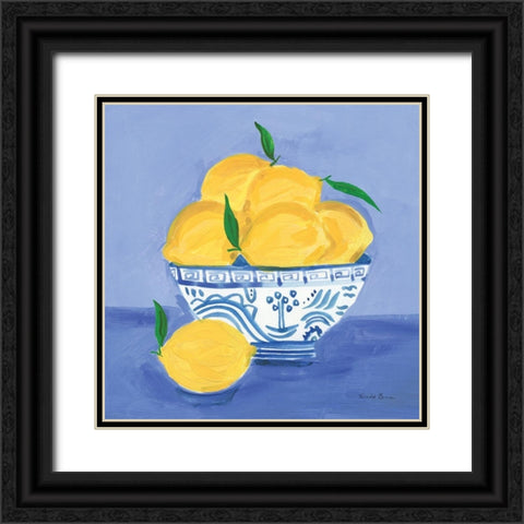 Lemon Still Life Black Ornate Wood Framed Art Print with Double Matting by Zaman, Farida