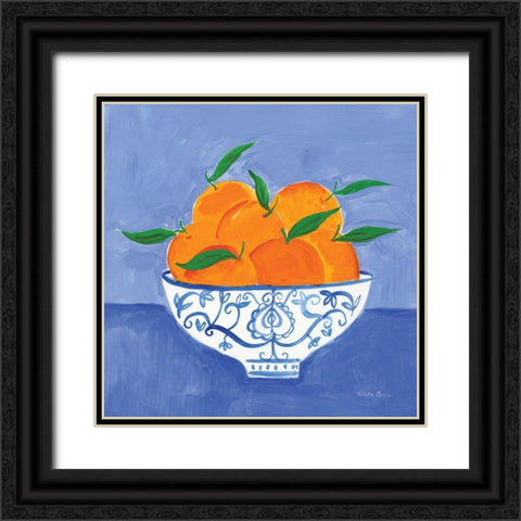 Orange Still Life Black Ornate Wood Framed Art Print with Double Matting by Zaman, Farida