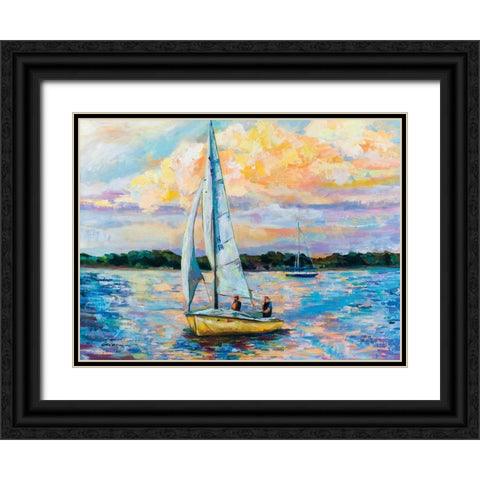 Sunday Sail Black Ornate Wood Framed Art Print with Double Matting by Vertentes, Jeanette