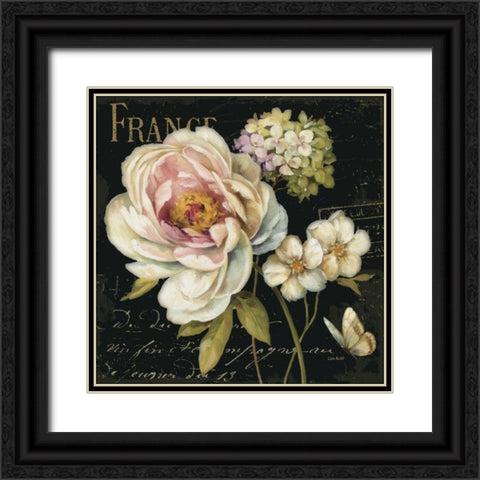 Marche de Fleurs on Black Black Ornate Wood Framed Art Print with Double Matting by Audit, Lisa