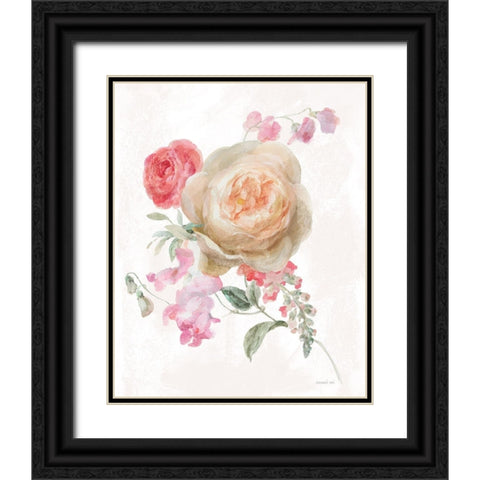 Sorbet Floret III Black Ornate Wood Framed Art Print with Double Matting by Nai, Danhui