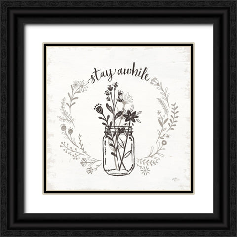 Our Nest VIII Stay Awhile Black Ornate Wood Framed Art Print with Double Matting by Penner, Janelle