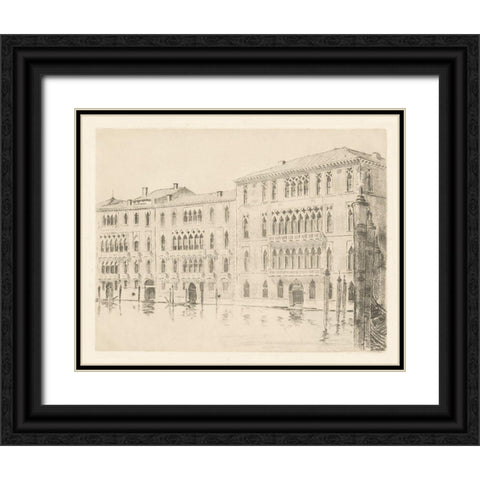 Venice Etching Black Ornate Wood Framed Art Print with Double Matting by Wild Apple Portfolio