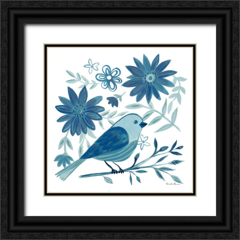 Blue Bird I Black Ornate Wood Framed Art Print with Double Matting by Zaman, Farida