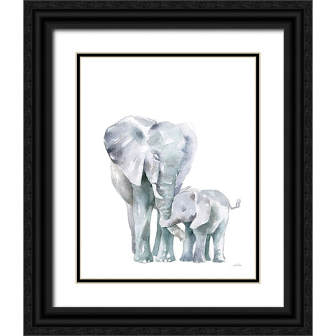 Mama Elephant on White Black Ornate Wood Framed Art Print with Double Matting by Pete, Katrina