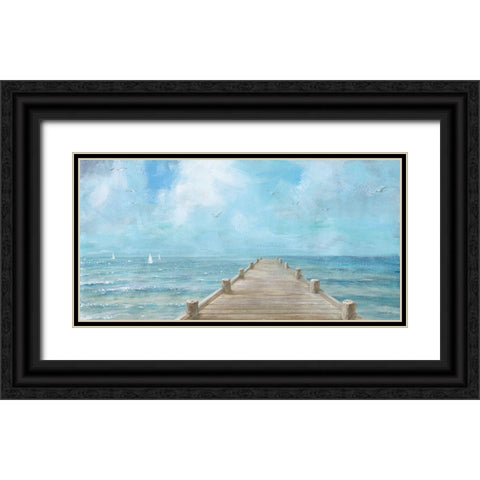 Summer Dock Panorama Black Ornate Wood Framed Art Print with Double Matting by Nai, Danhui