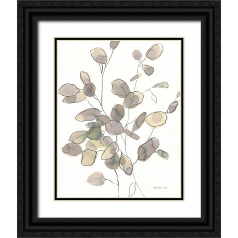 Transparent Leaves Dark Crop Black Ornate Wood Framed Art Print with Double Matting by Nai, Danhui