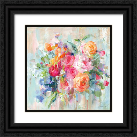Sun Drenched Bouquet Black Ornate Wood Framed Art Print with Double Matting by Nai, Danhui