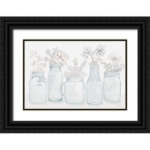 Peaceful Petals I Blue Gray Black Ornate Wood Framed Art Print with Double Matting by Grove, Beth