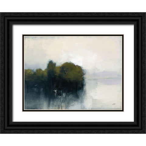 Murmuring Shore Olive Green Black Ornate Wood Framed Art Print with Double Matting by Purinton, Julia