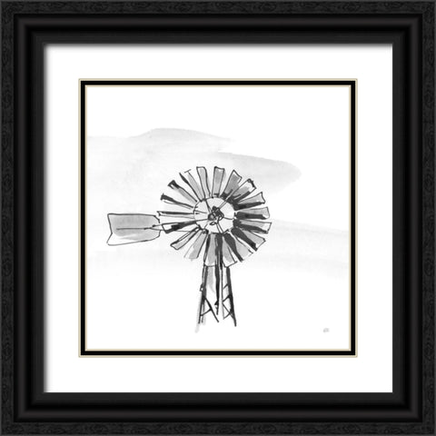 Windmill VI BW Black Ornate Wood Framed Art Print with Double Matting by Paschke, Chris