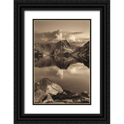 Sawtooth Lake Sepia Black Ornate Wood Framed Art Print with Double Matting by Majchrowicz, Alan