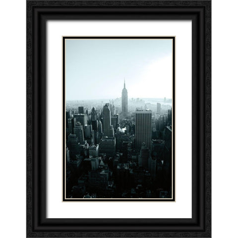 Empire Blue Gray Black Ornate Wood Framed Art Print with Double Matting by Aledanda