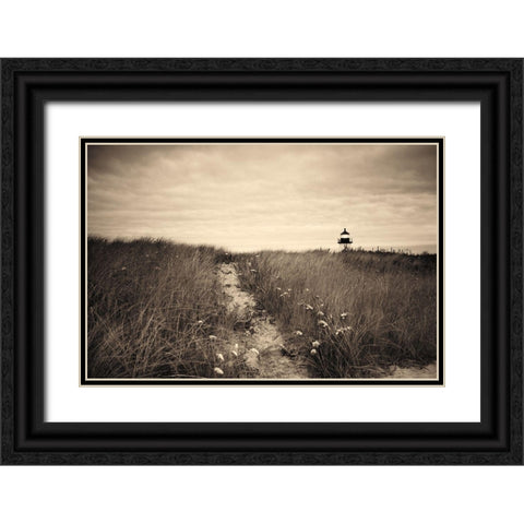 Nantucket Light Sepia Black Ornate Wood Framed Art Print with Double Matting by Aledanda