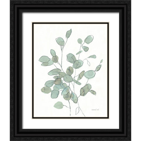 Transparent Leaves Eucalyptus Black Ornate Wood Framed Art Print with Double Matting by Nai, Danhui