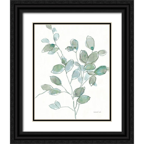 Transparent Branch Eucalyptus Black Ornate Wood Framed Art Print with Double Matting by Nai, Danhui