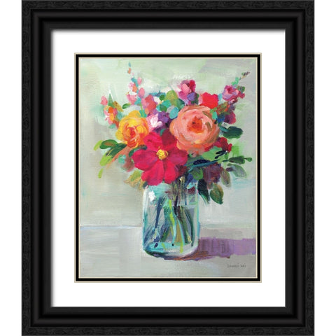 Cottage Garden Bouquet II Black Ornate Wood Framed Art Print with Double Matting by Nai, Danhui