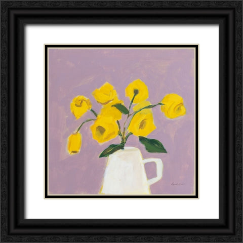 Sweet Yellow Black Ornate Wood Framed Art Print with Double Matting by Munger, Pamela