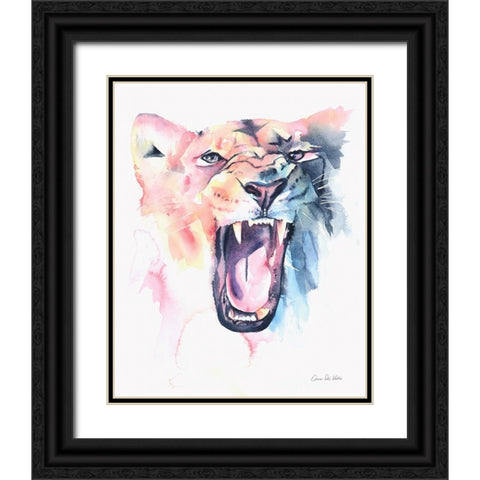 Wild Lioness Black Ornate Wood Framed Art Print with Double Matting by Del Valle, Aimee
