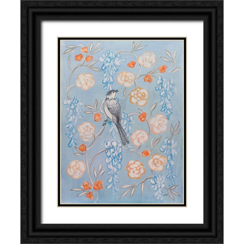 Heirloom Chinoiserie Bird I Black Ornate Wood Framed Art Print with Double Matting by Purinton, Julia
