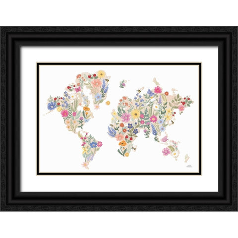 Wild Meadow World Black Ornate Wood Framed Art Print with Double Matting by Marshall, Laura