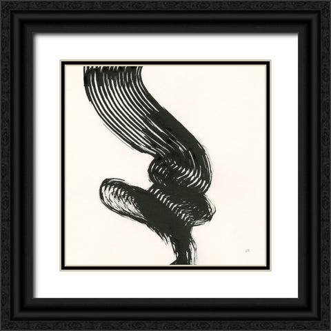 Brushed III Black Ornate Wood Framed Art Print with Double Matting by Paschke, Chris