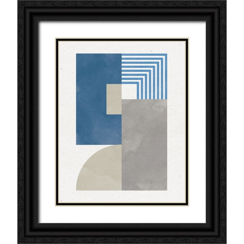 Deco Glam II Blue Black Ornate Wood Framed Art Print with Double Matting by Hershey, Moira